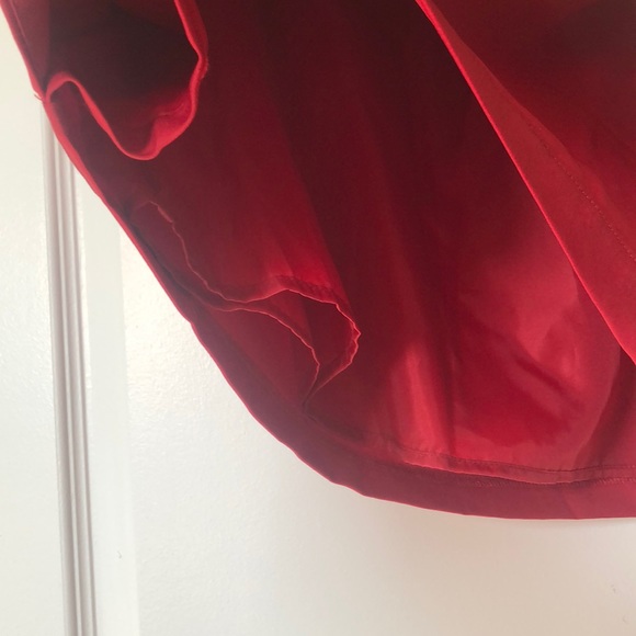 Red A-Line Skirt with Draping - Picture 4 of 6
